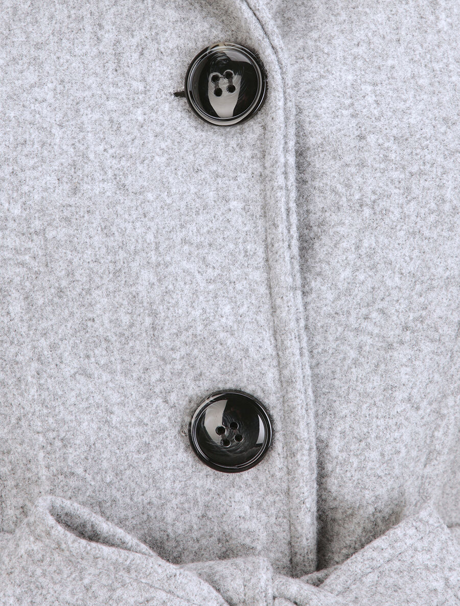 Manteau mi-long à capuche - Gris clair - Image 3