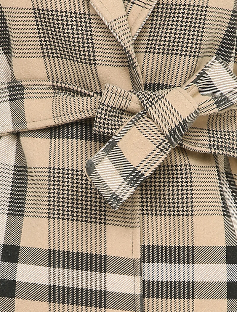 Manteau mi-long à carreaux - Beige - Image 3