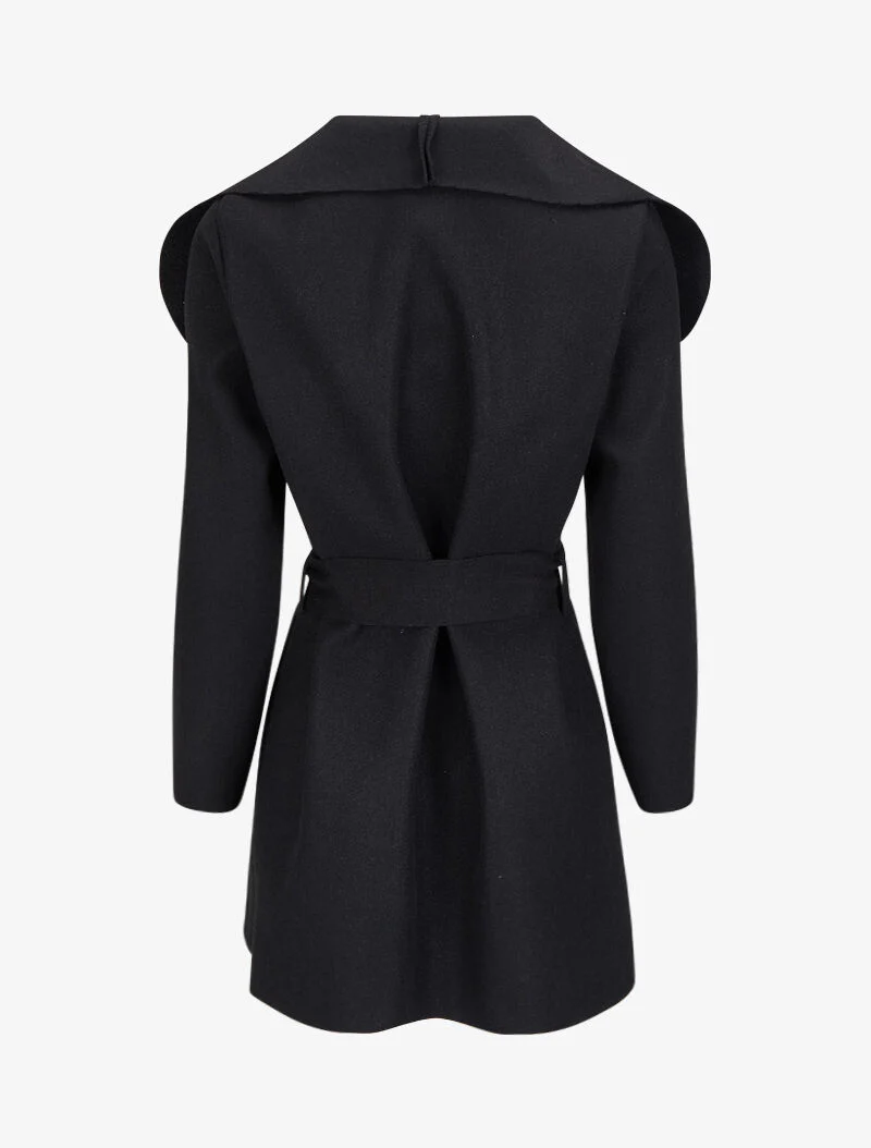 Manteau mi-long à col châle - Noir - Image 2