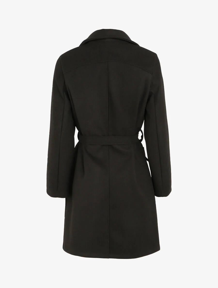 Manteau mi-long à poches plaquées décoratives - Noir - Image 2