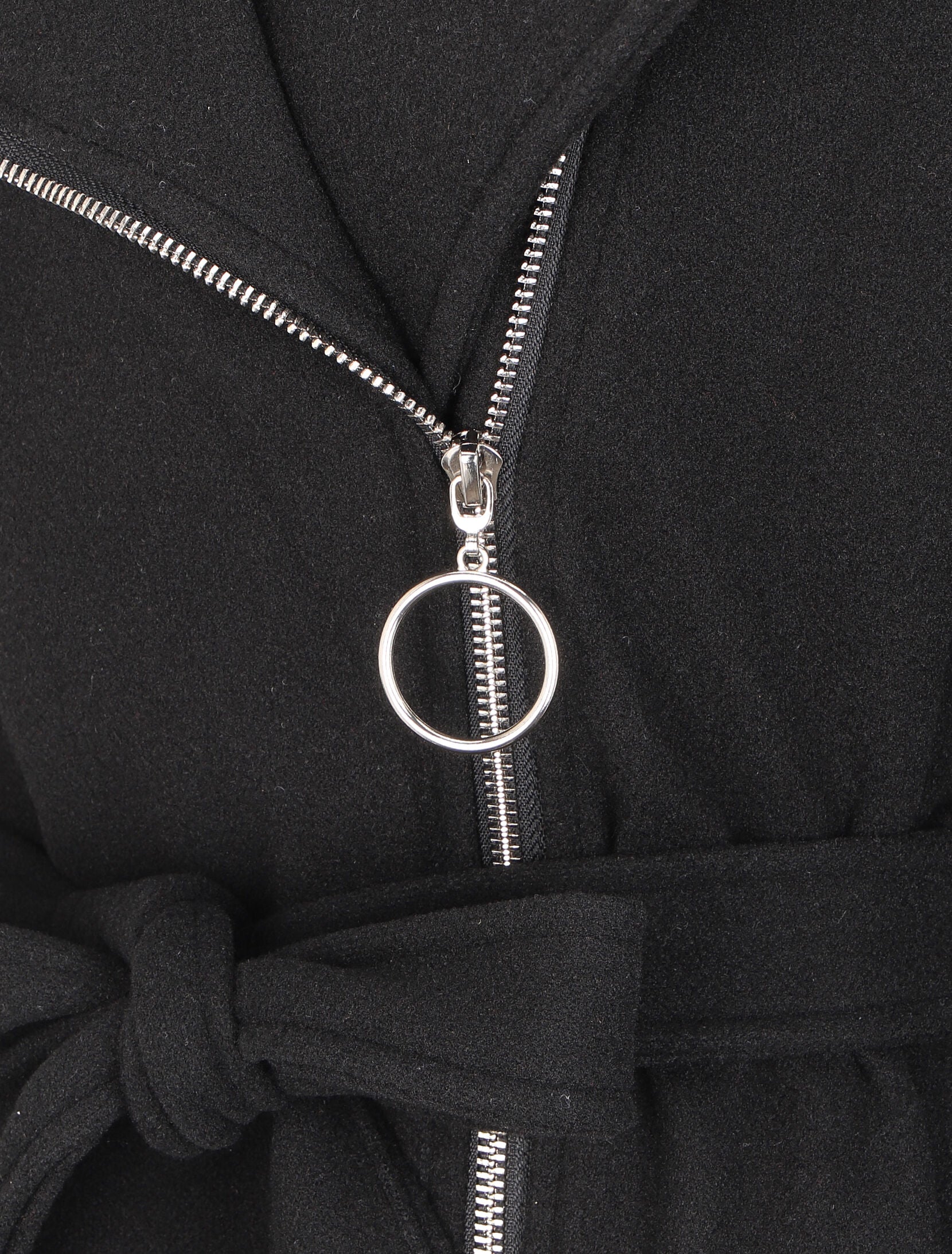 Manteau mi-long à zip asymétrique - Noir - Image 3