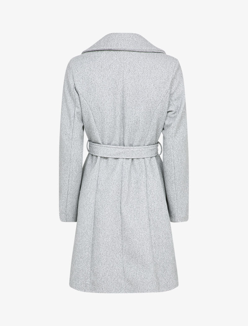 Manteau mi-long ceinturé - Gris chiné - Image 2