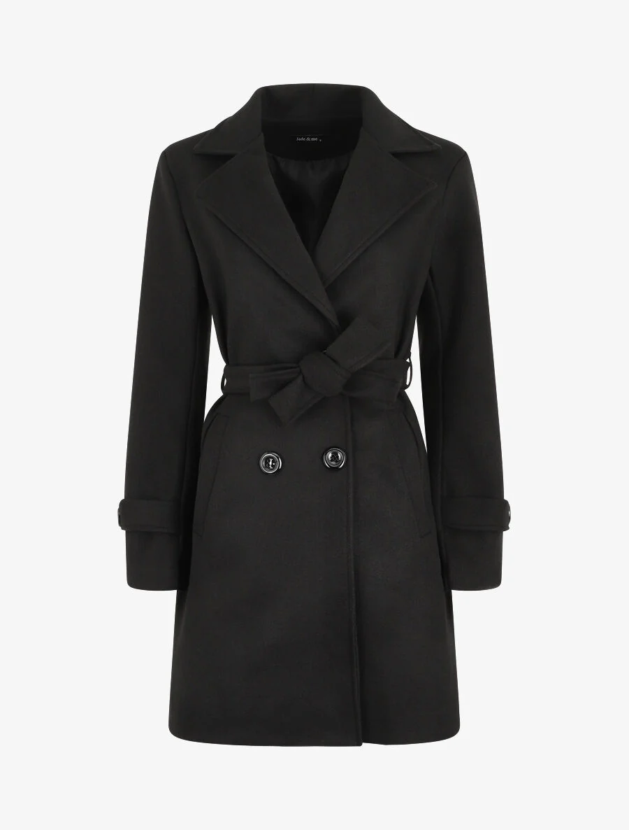 Manteau mi-long croisé - Noir