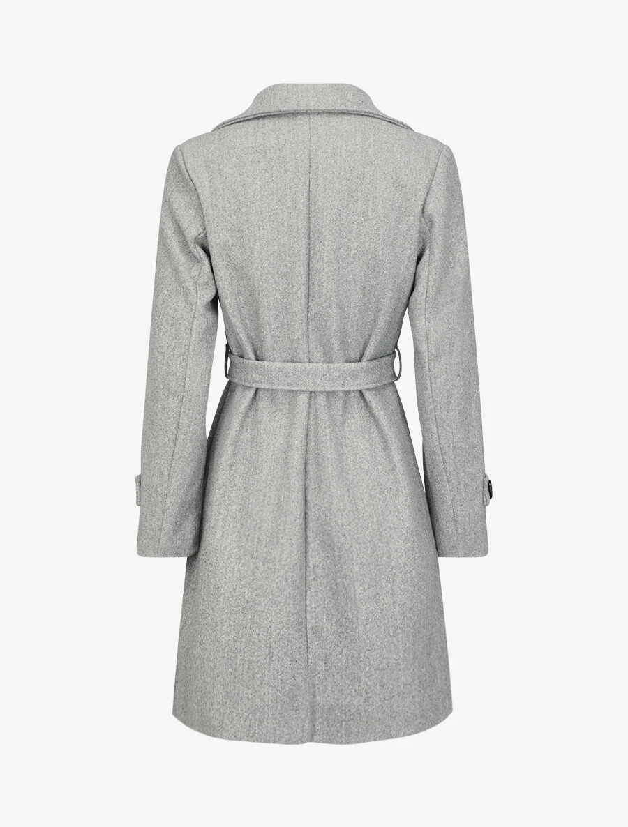 Manteau mi-long croisé - Gris - Image 2