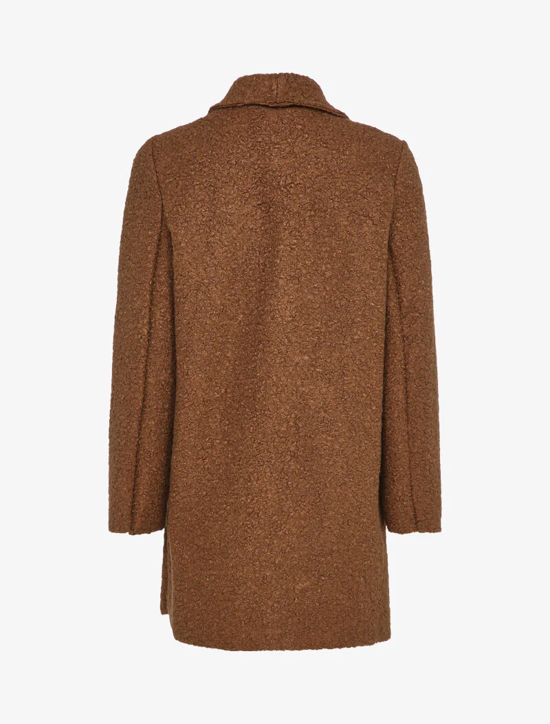 Manteau mi-long effet laine bouclette - Marron - Image 2
