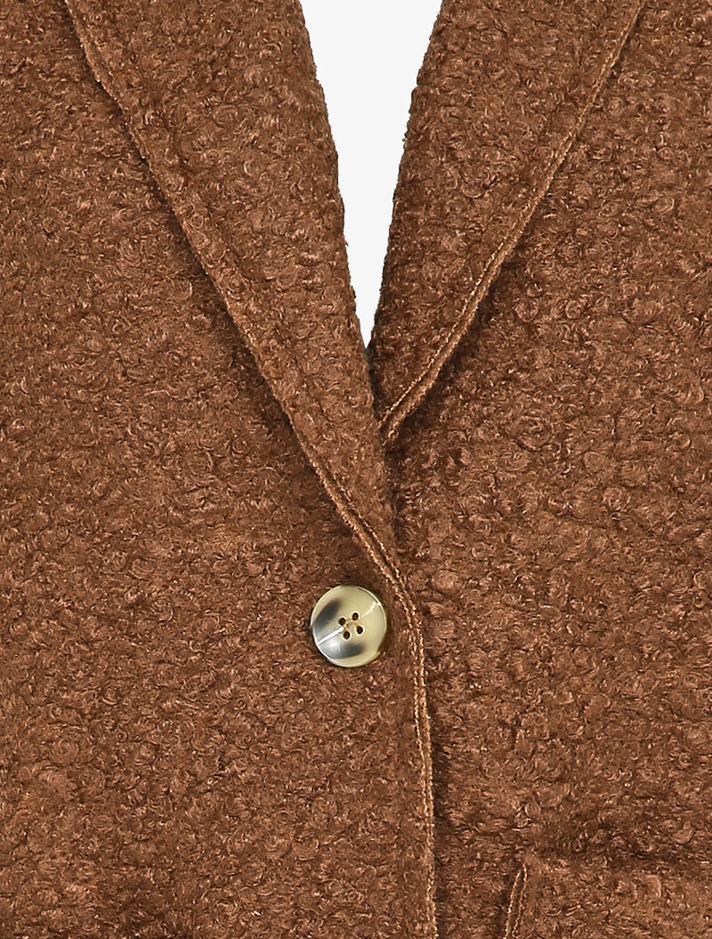 Manteau mi-long effet laine bouclette - Marron - Image 3