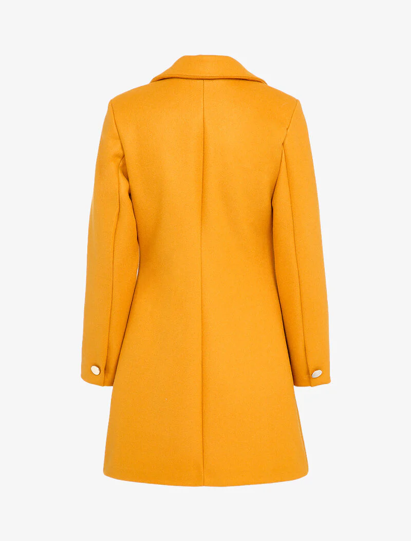 Manteau mi-long en laine mélangée - Moutarde - Image 2