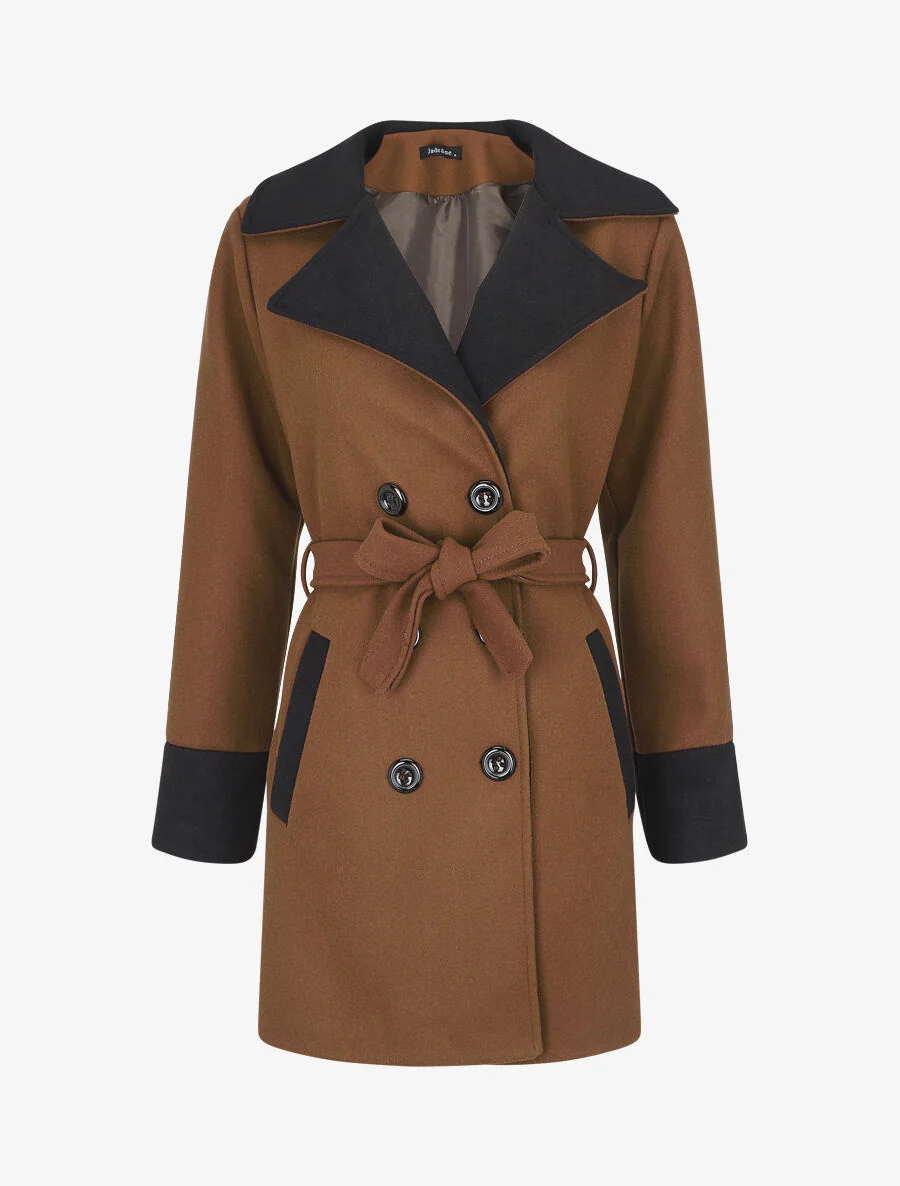 Manteau mi-long en laine mélangée - Marron