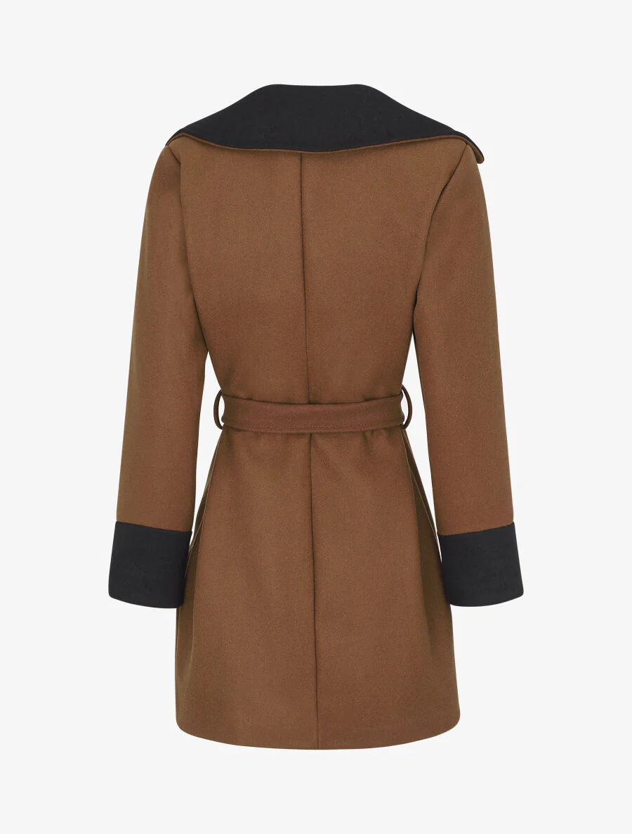 Manteau mi-long en laine mélangée - Marron - Image 2