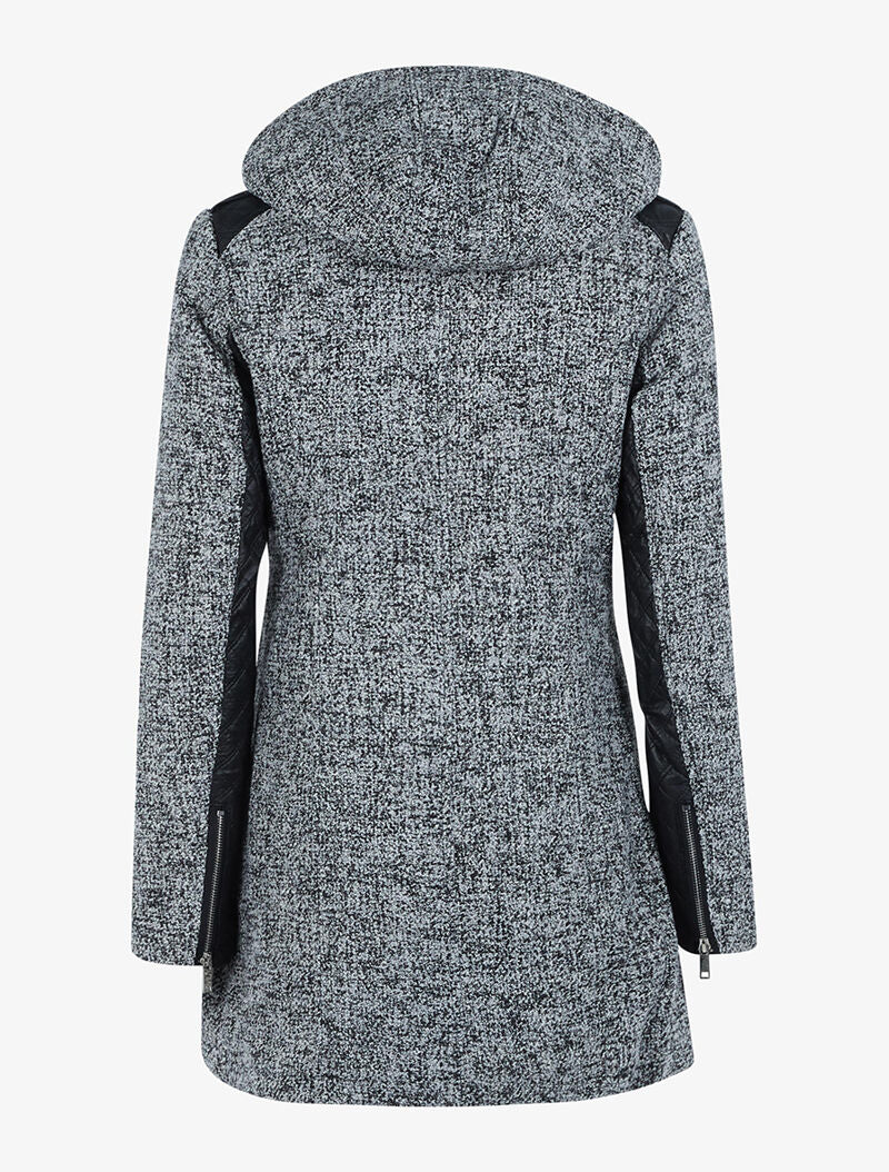 Manteau mouliné bimatière - noir - Image 2