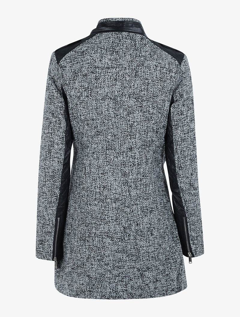 Manteau mouliné bimatière - noir - Image 3