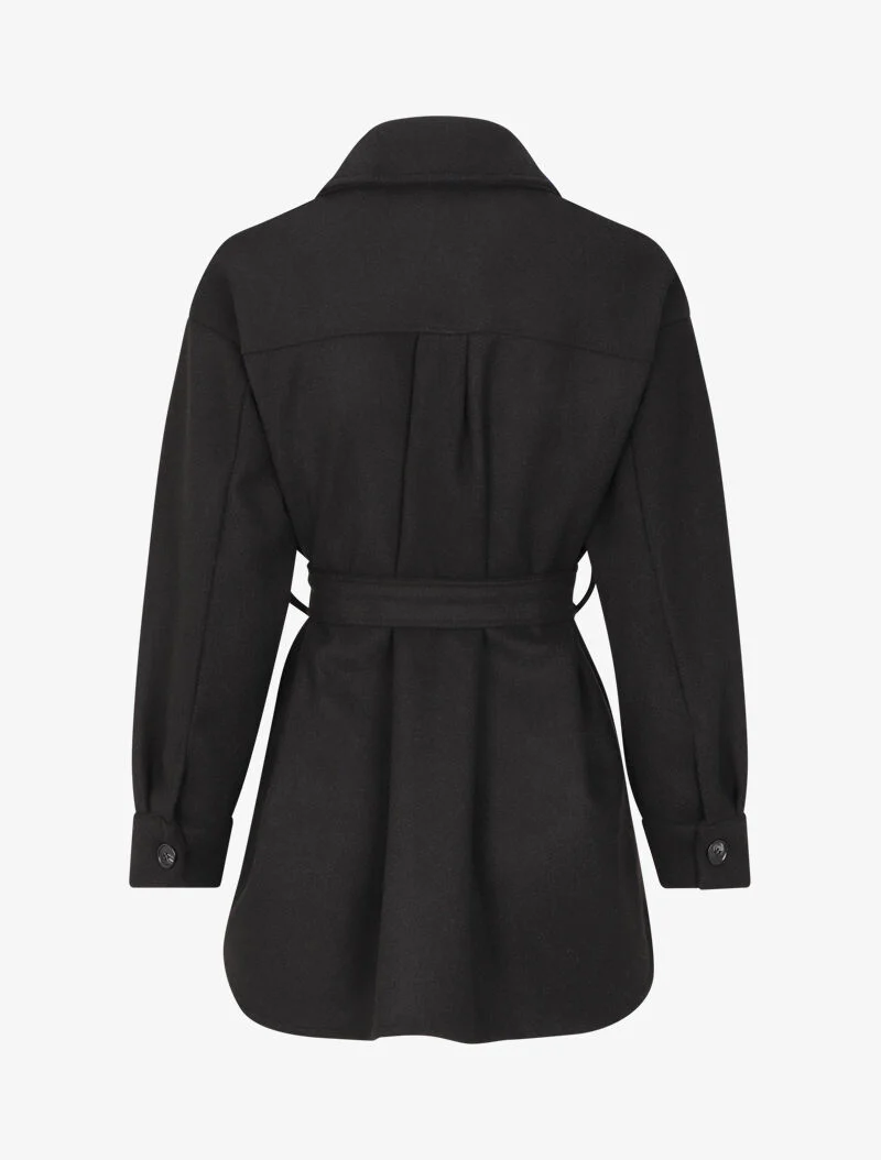Manteau oversize à poches poitrine - Noir - Image 2