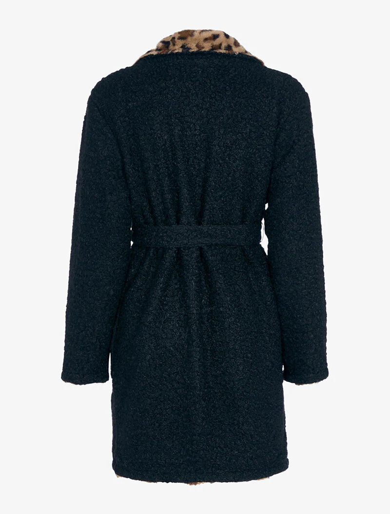 Manteau réversible effet laine bouclette - noir - Image 2