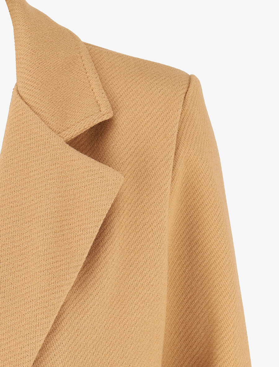Manteau strié à col cranté - Camel - Image 3
