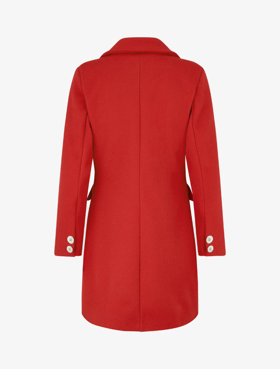 Manteau texturé à boutons décoratifs dorés - Rouge - Image 2