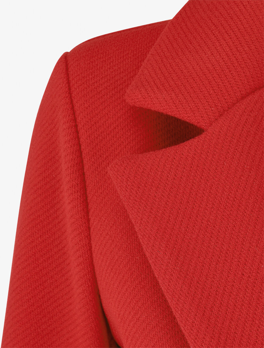 Manteau texturé à boutons décoratifs dorés - Rouge - Image 3