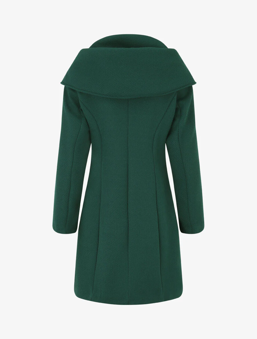 Manteau texturé et zippé à capuche - Vert sapin - Image 2