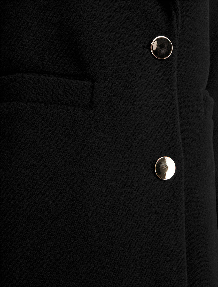 Manteau uni boutonné à col cranté - Noir - Image 3