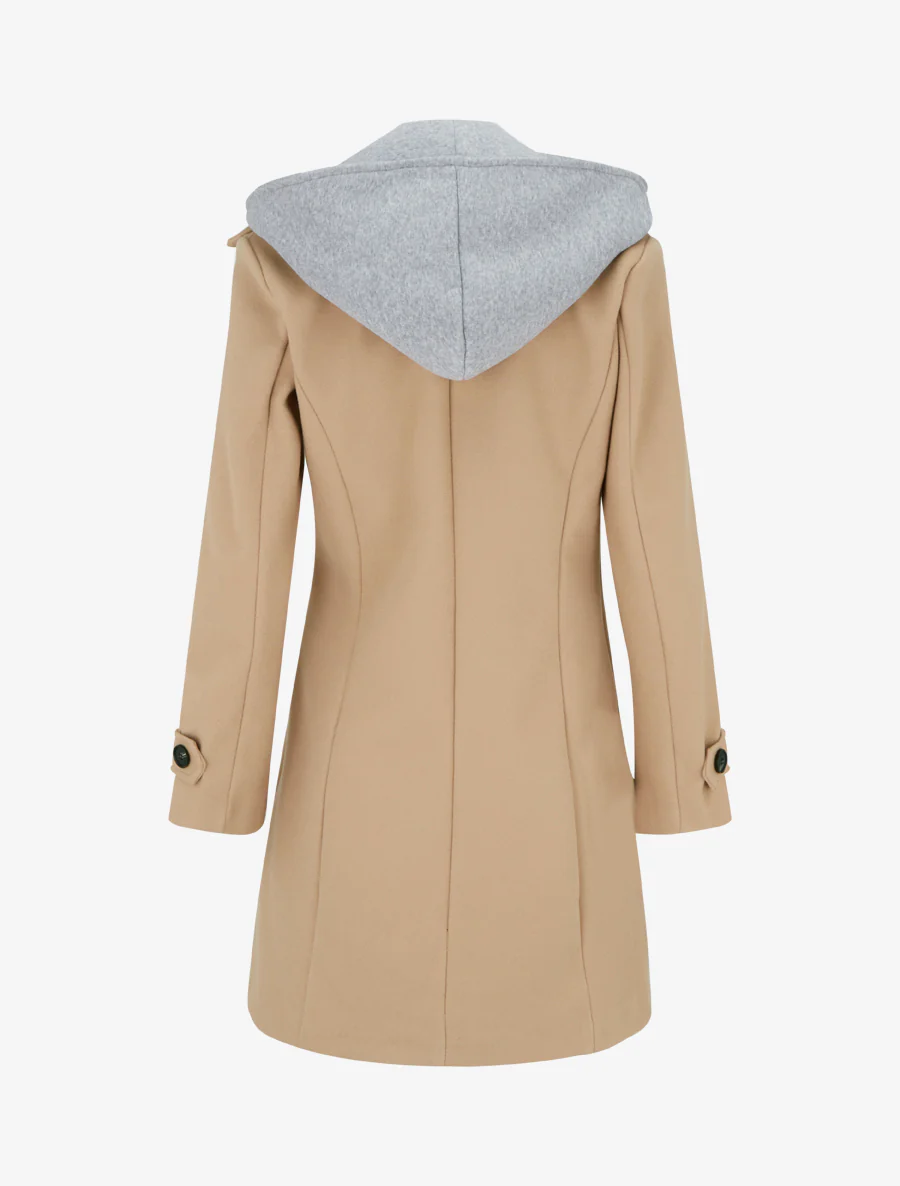 Manteau zippé à capuche en sweat - Camel clair - Image 2