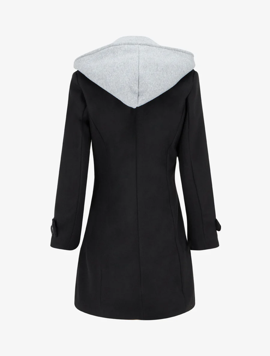 Manteau zippé à capuche en sweat - Noir - Image 2