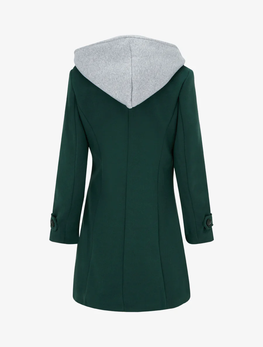 Manteau zippé à capuche en sweat - Vert sapin - Image 2