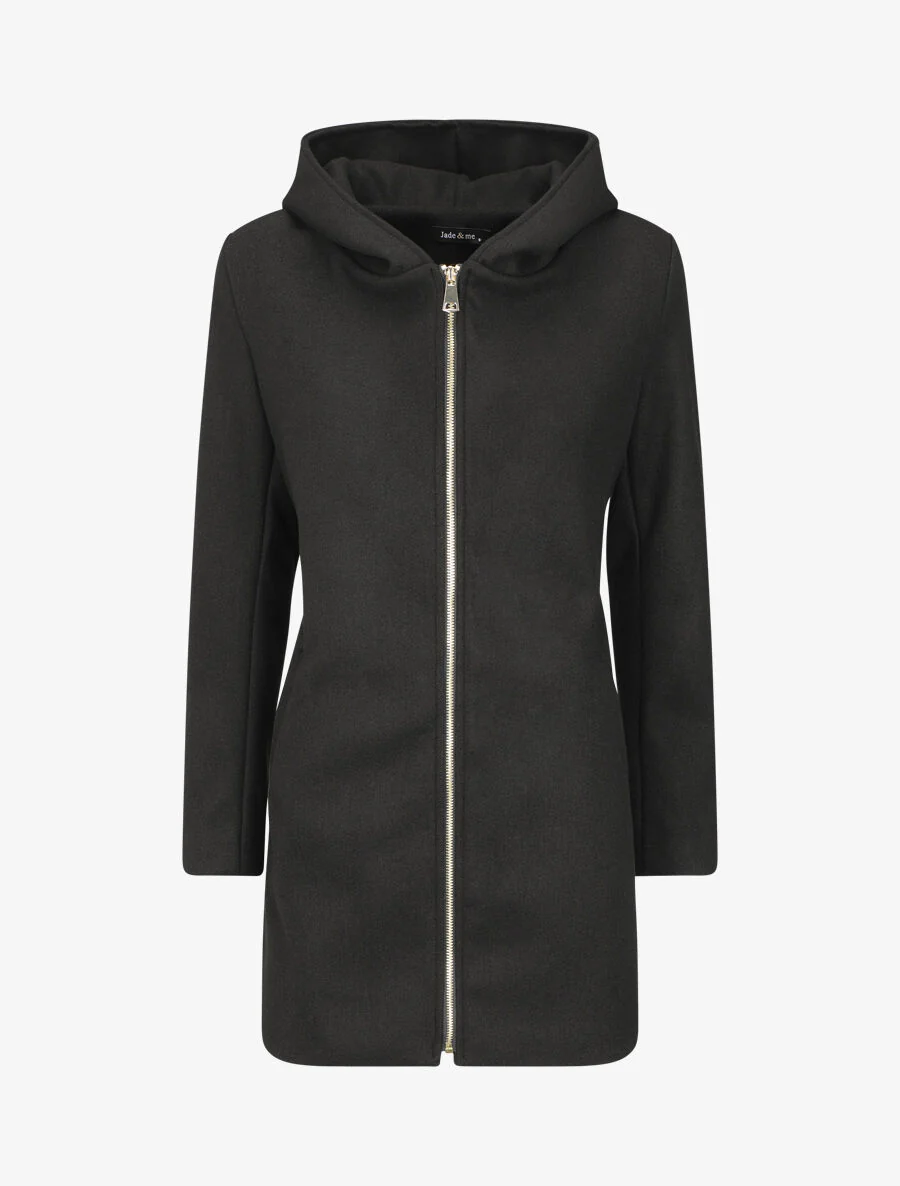Manteau zippé à capuche - Noir