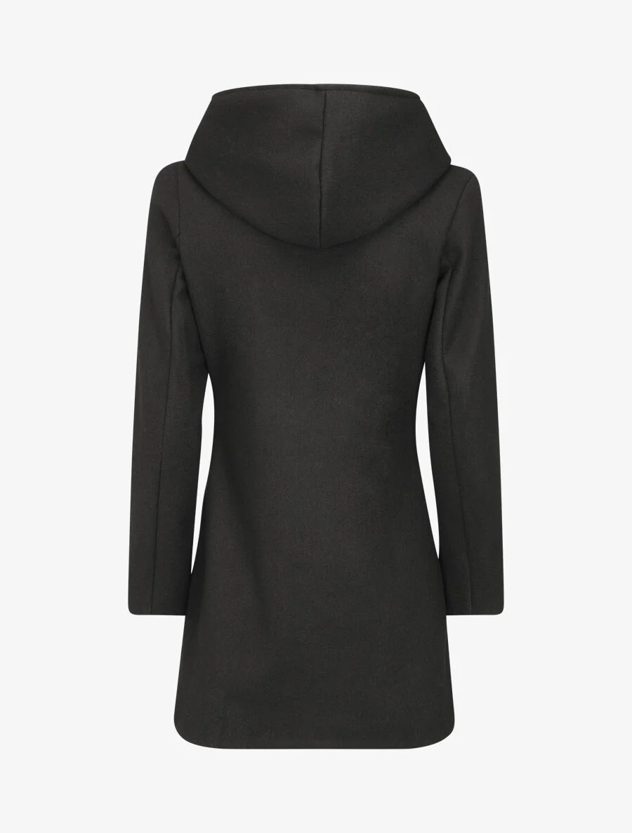 Manteau zippé à capuche - Noir - Image 2