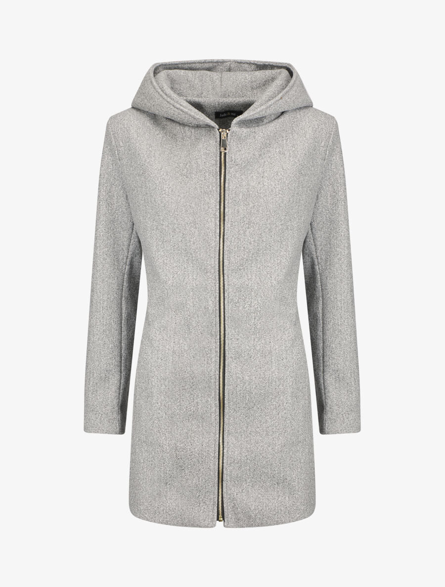 Manteau zippé à capuche - Gris