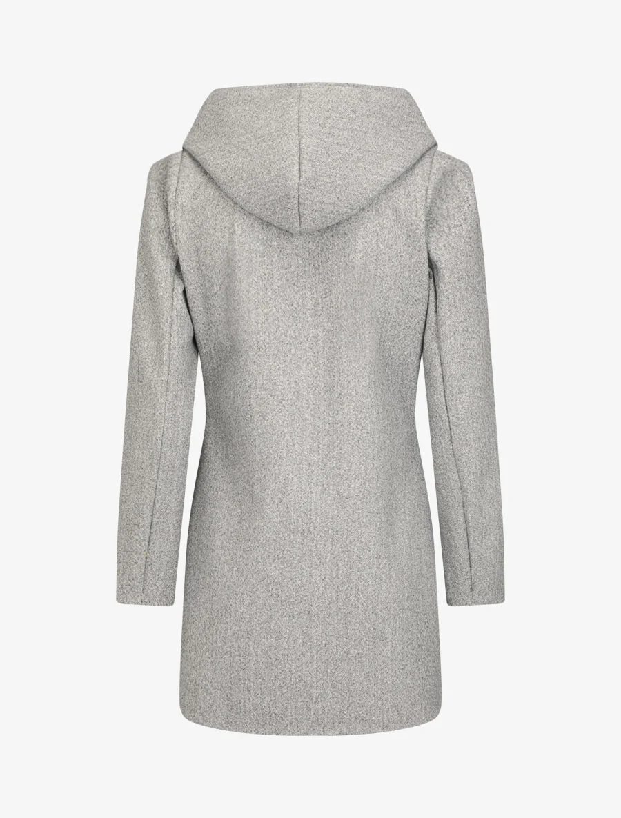 Manteau zippé à capuche - Gris - Image 2