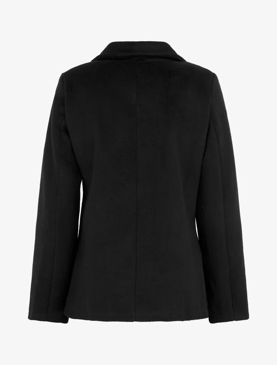 Manteau zippé uni en feutrine - Noir - Image 2