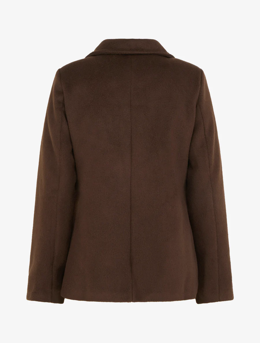 Manteau zippé uni en feutrine - Marron - Image 2