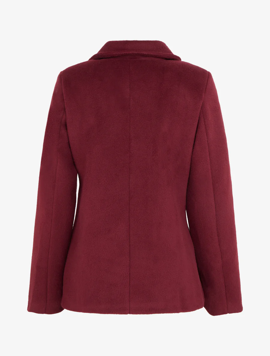 Manteau zippé uni en feutrine - Bordeaux - Image 2