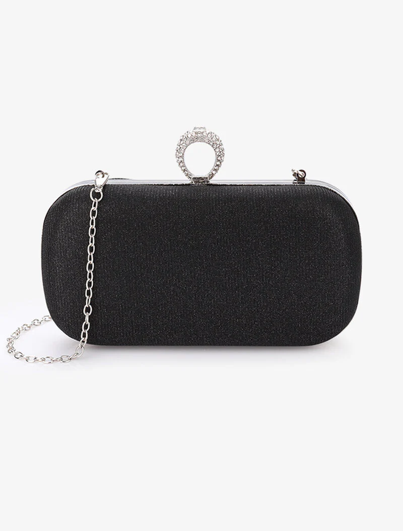 Minaudière à paillettes et fermoir bague - Noir