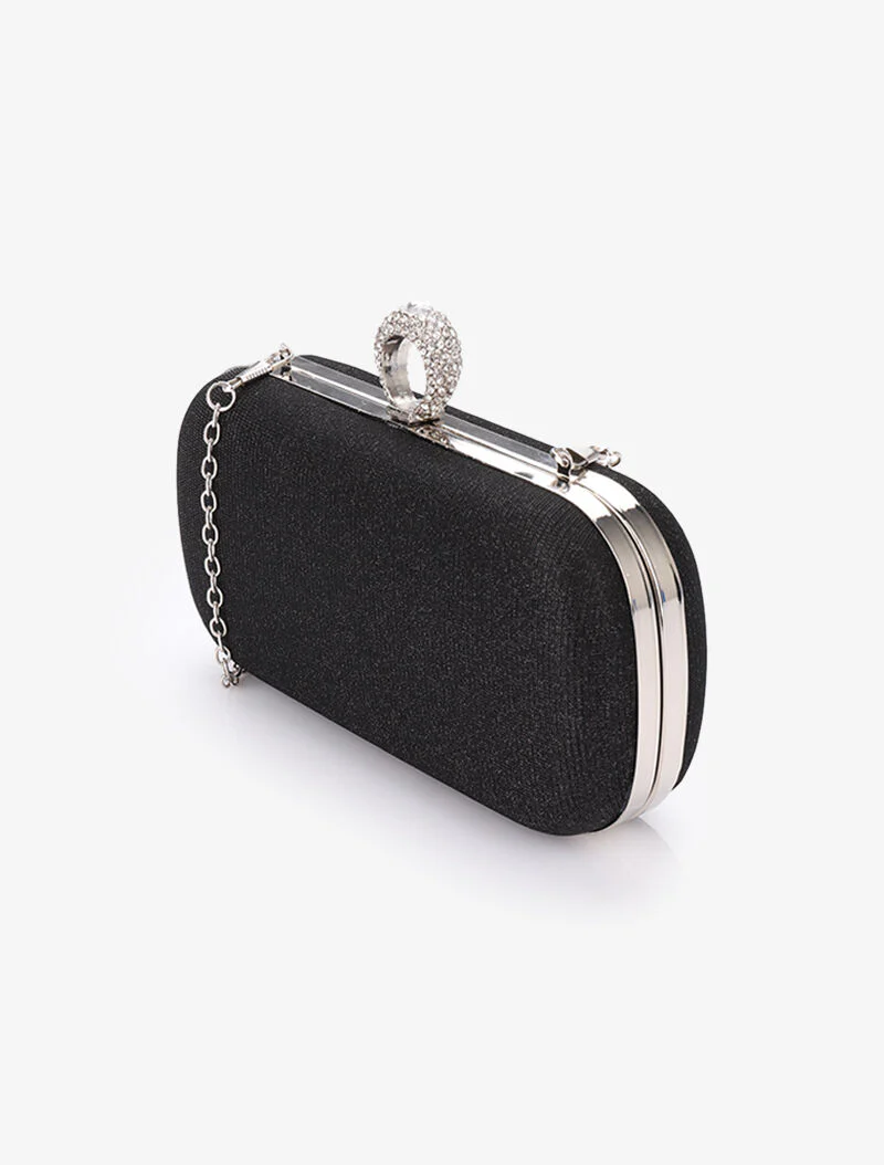 Minaudière à paillettes et fermoir bague - Noir - Image 2