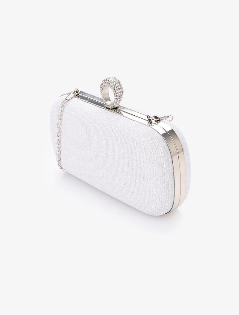 Minaudière à paillettes et fermoir bague - Argent - Image 2