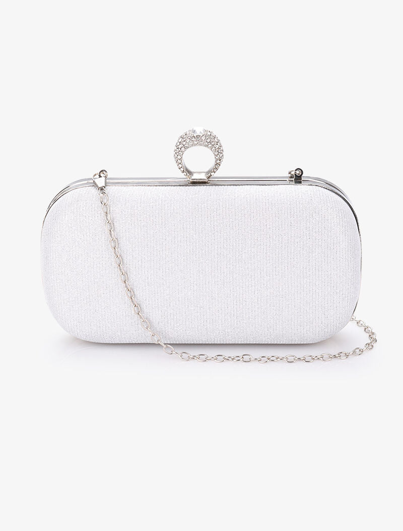 Minaudière à paillettes et fermoir bague - Argent - Image 3