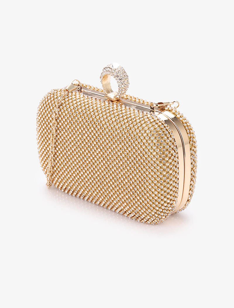 Minaudière à strass et fermoir bague - Or - Image 2