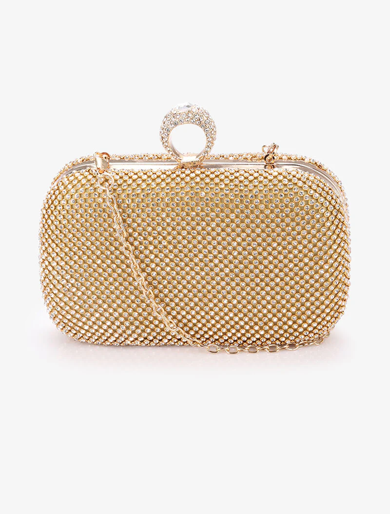 Minaudière à strass et fermoir bague - Or - Image 3