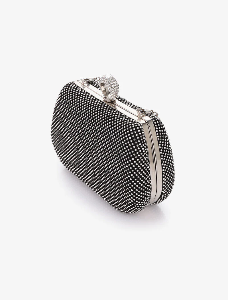 Minaudière de soirée à fermoir bague - Noir - Image 2