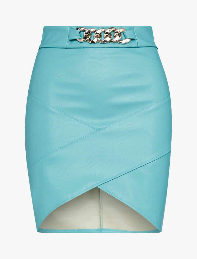 Mini jupe à bords biseautés - turquoise