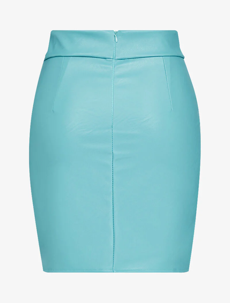 Mini jupe à bords biseautés - turquoise - Image 2