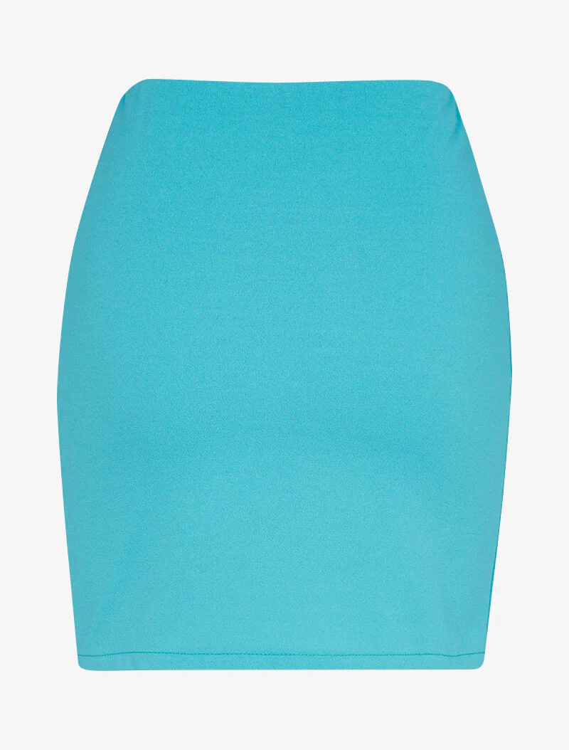 Mini jupe fendue à détail chaîne - turquoise - Image 2