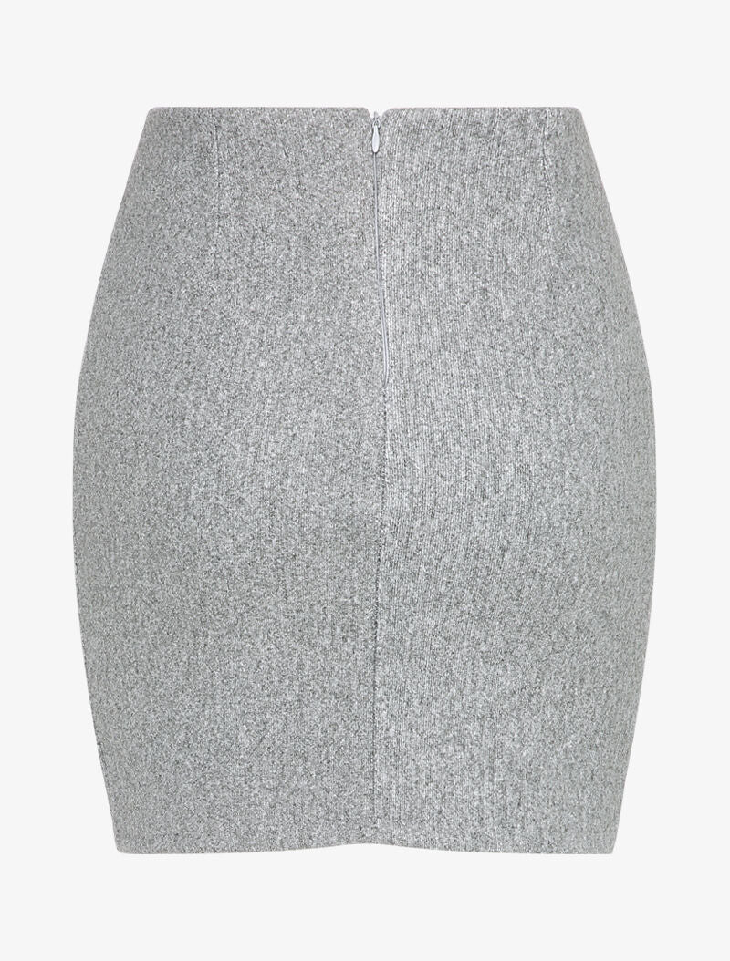 Mini jupe fourreau taille haute - Gris chiné - Image 2