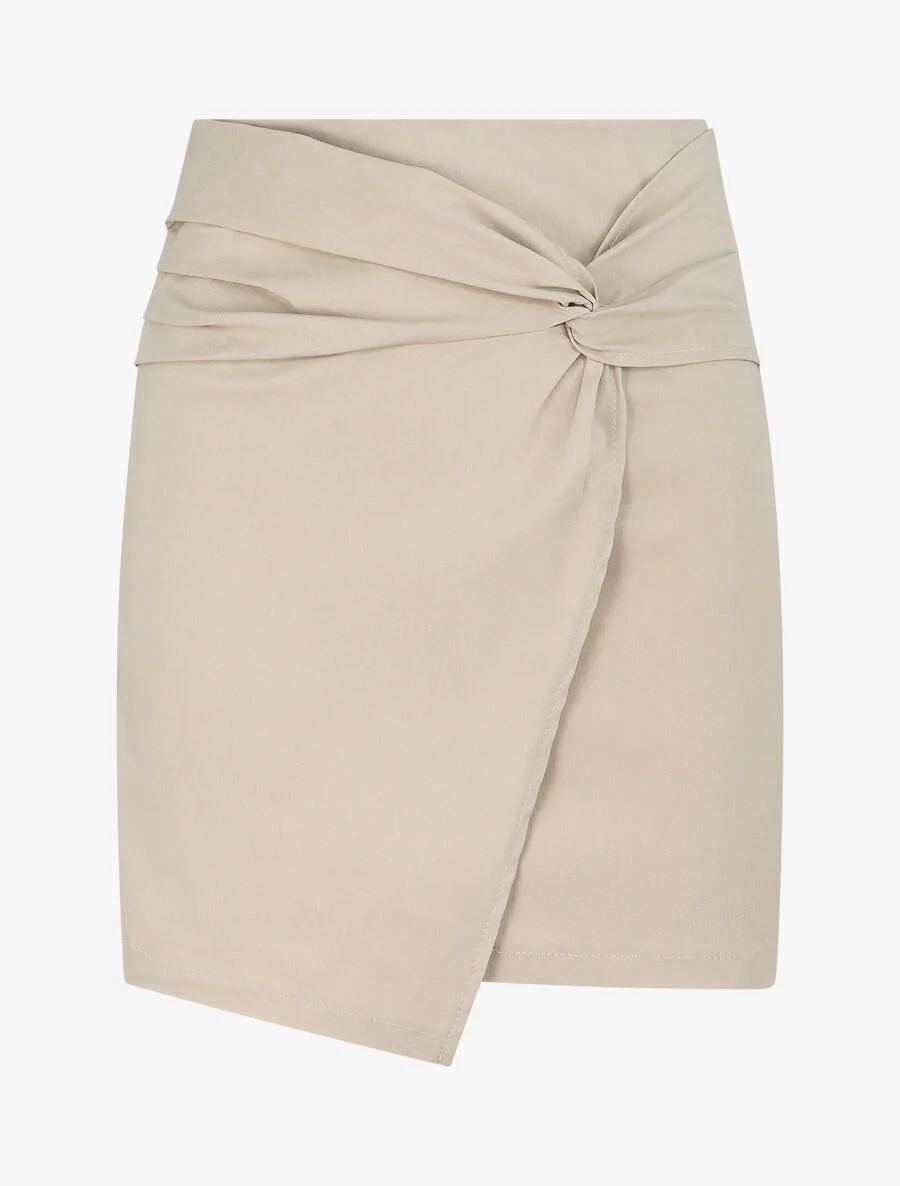 Mini jupe portefeuille drapée - Beige