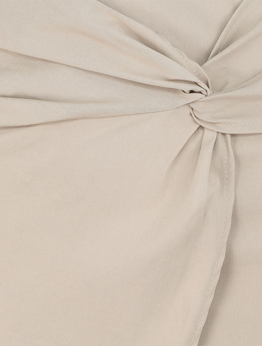 Mini jupe portefeuille drapée - Beige - Image 3