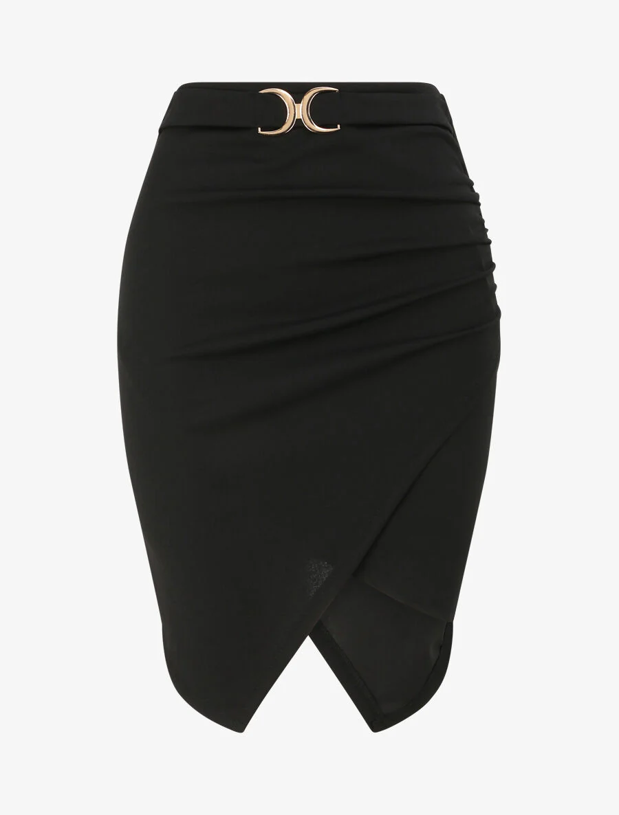 Mini jupe portefeuille - Noir