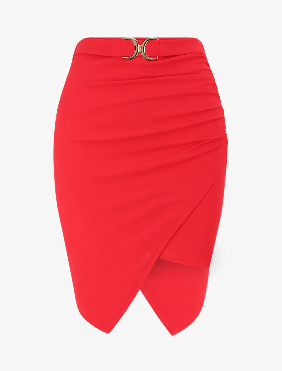 Mini jupe portefeuille - Rouge