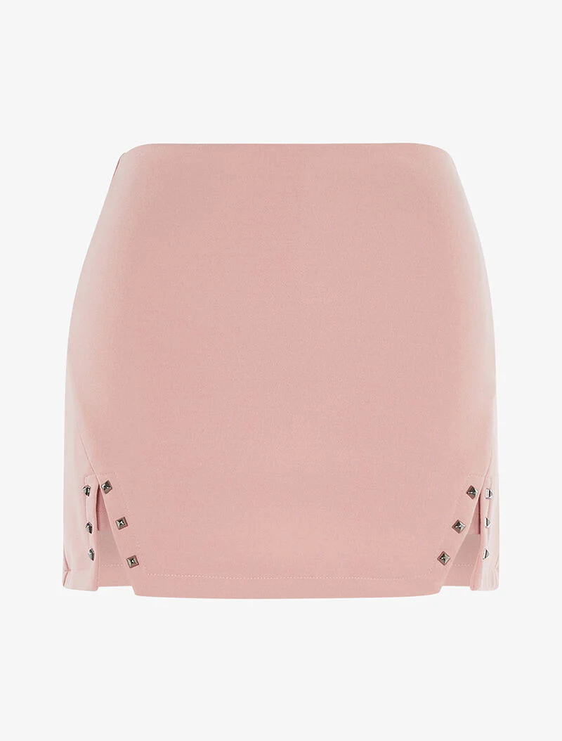 Mini jupe short à clous - rose