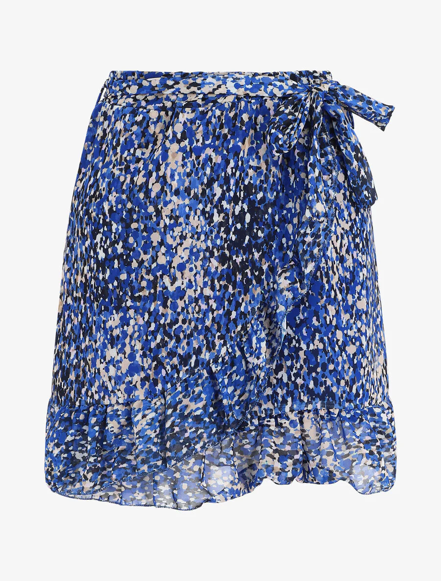 Mini jupe volantée à imprimé fleuri - Bleu roi