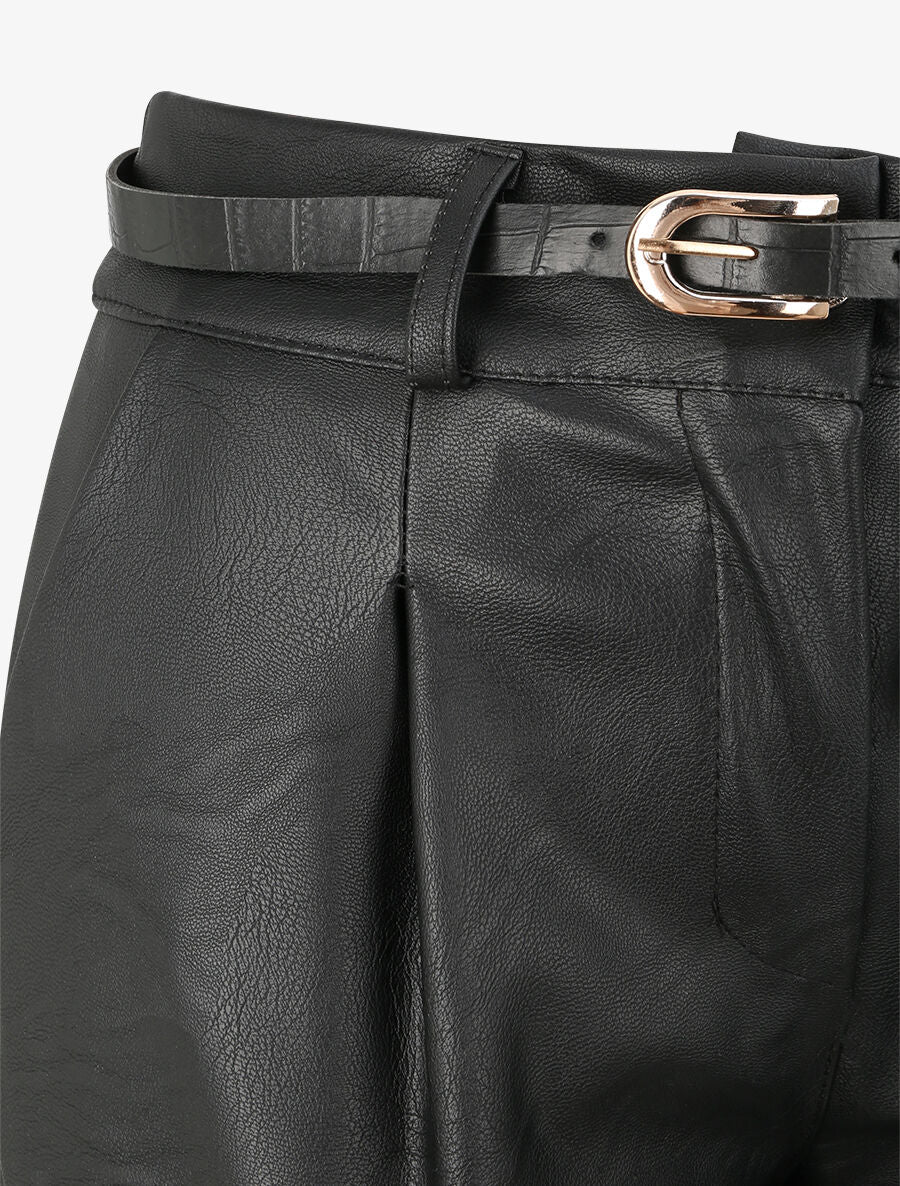 Mini-short à bords à revers - Noir - Image 3
